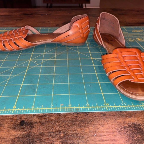 Leather Brown Caged Sandals - Picture 2 of 5